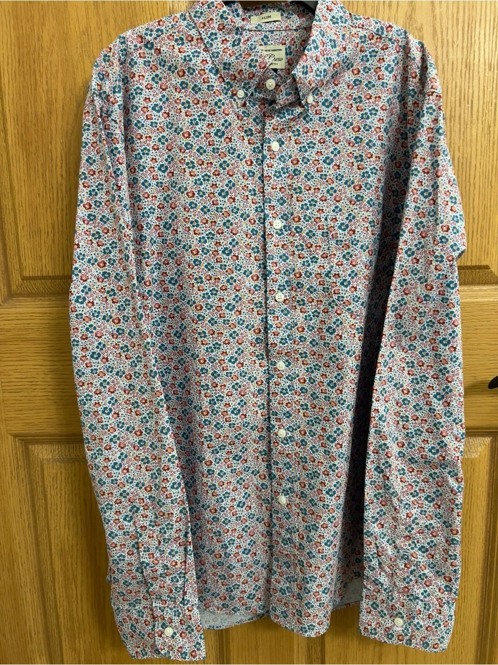 J.Crew Secret Wash Stretch Slim Shirt Ditsy Floral Print Size Large